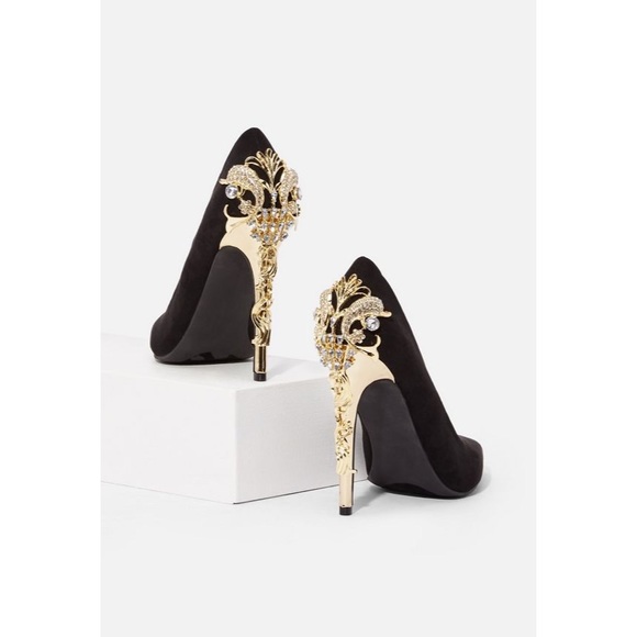 black and gold heels